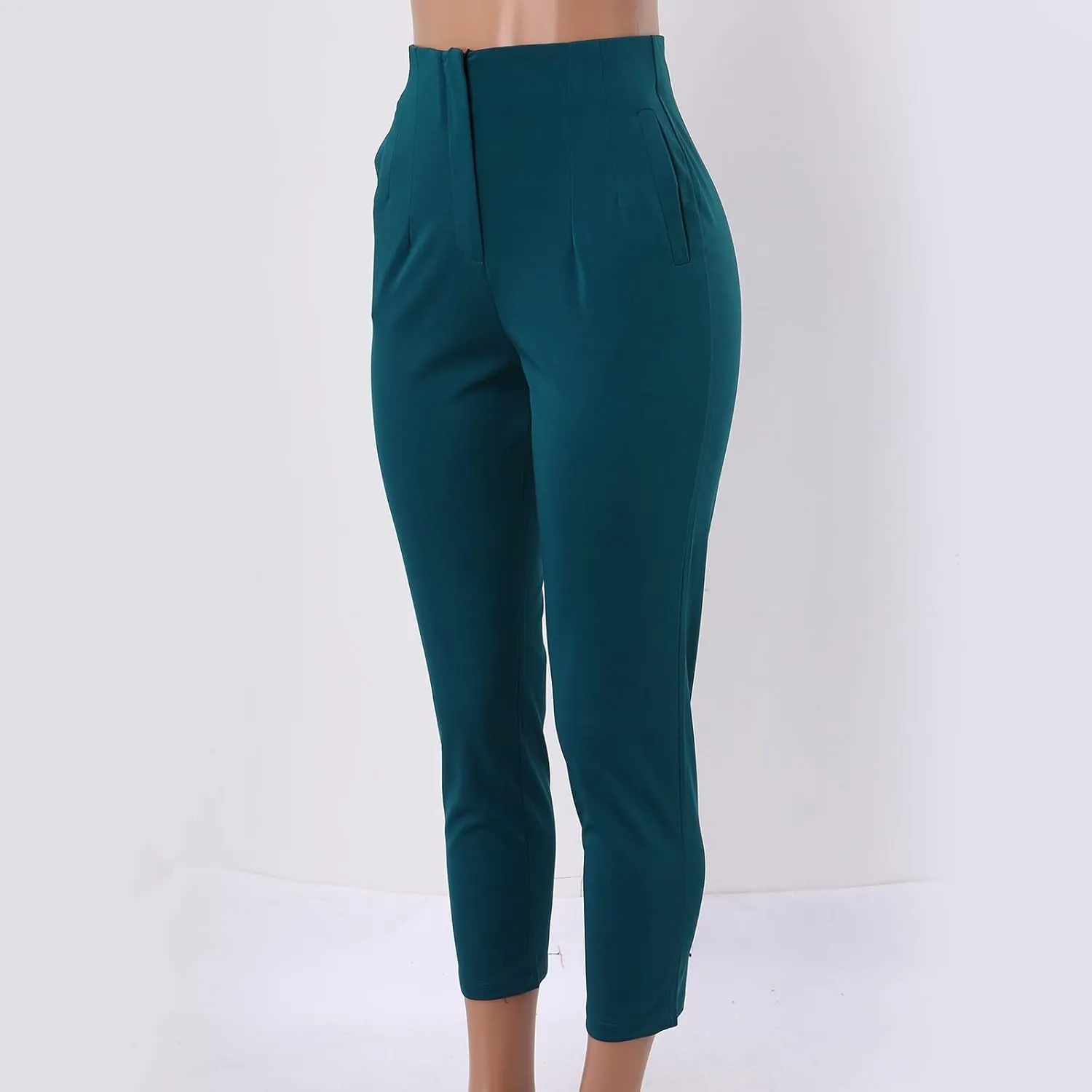 Slim Skinny Pants for Women Business High Waist Lifting Hop Trousers Casual Straight Leg Ankle Pants with Pockets