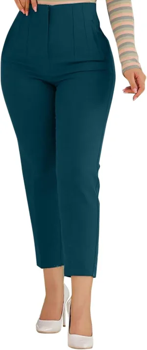 Slim Skinny Pants for Women Business High Waist Lifting Hop Trousers Casual Straight Leg Ankle Pants with Pockets