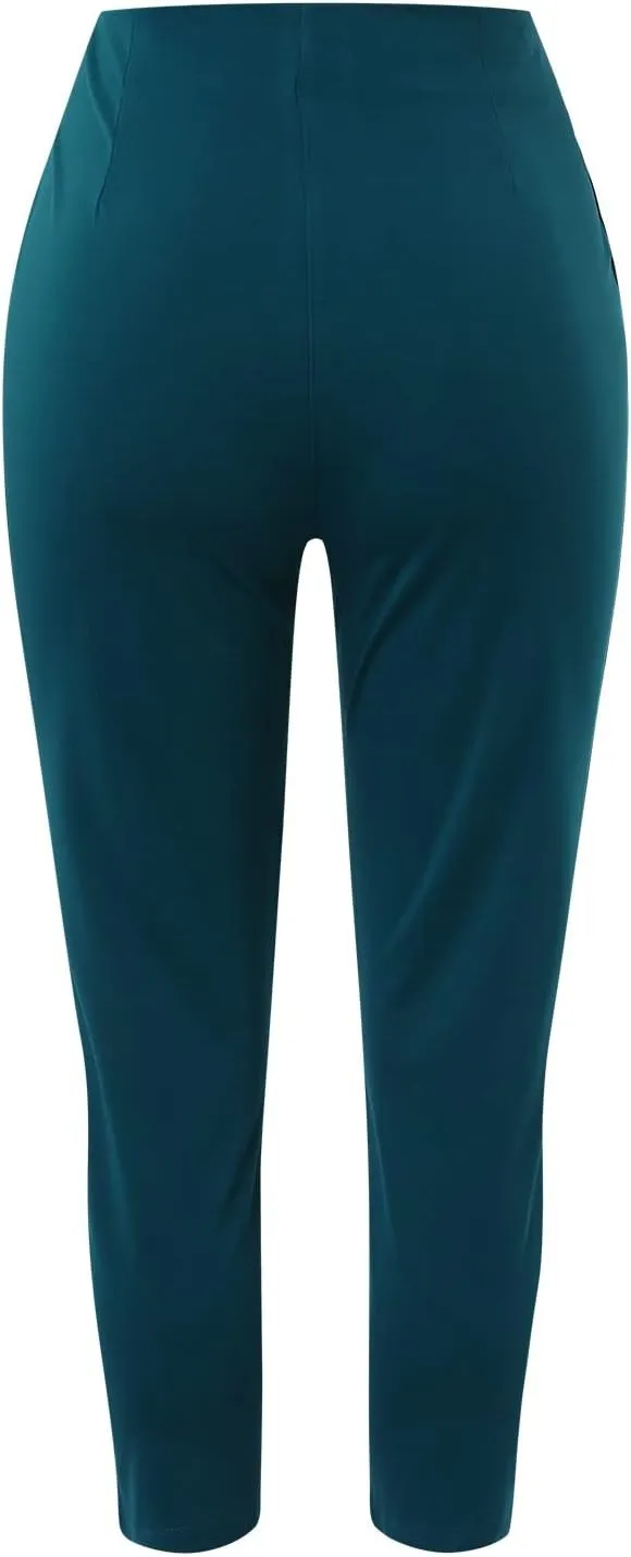 Slim Skinny Pants for Women Business High Waist Lifting Hop Trousers Casual Straight Leg Ankle Pants with Pockets
