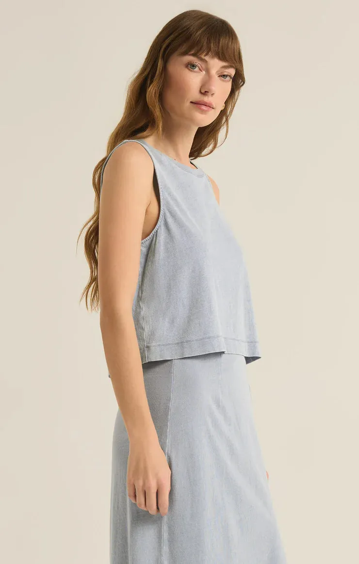 Sloane Jersey Denim Muscle Tank
