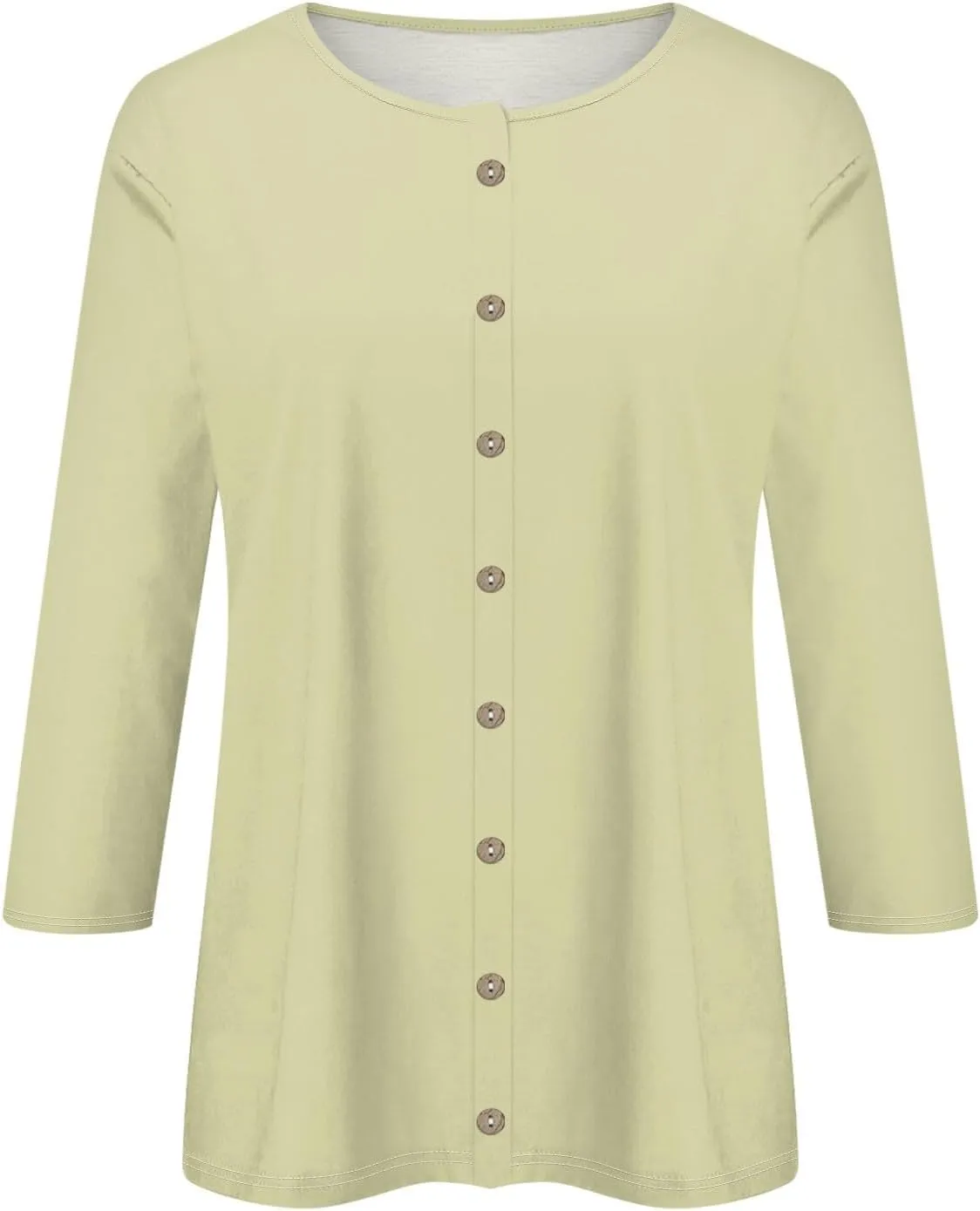 slqdgmryz Button Down Shirts for Women 3/4 Sleeve Lightweight Summer Cardigan Casual V Neck Three Quarter Length Cute Tops