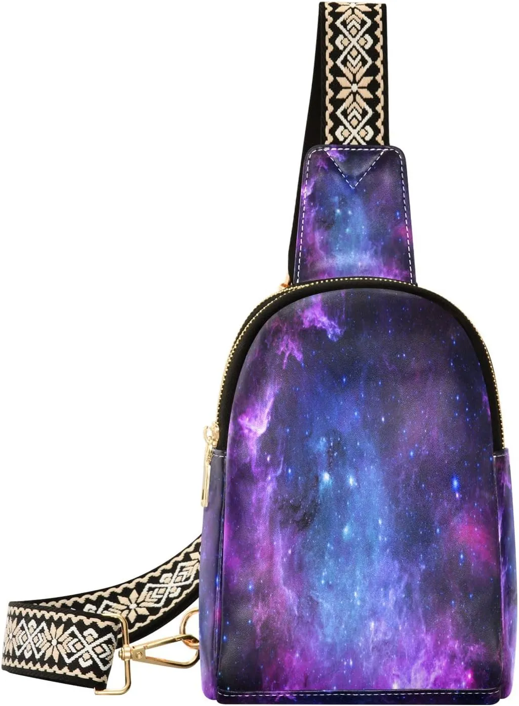 Small Sling Bag Waist Packs Leather Crossbody Packs Chest Bag Universe Galaxy Nebula Space for Women Travel Belt Purse
