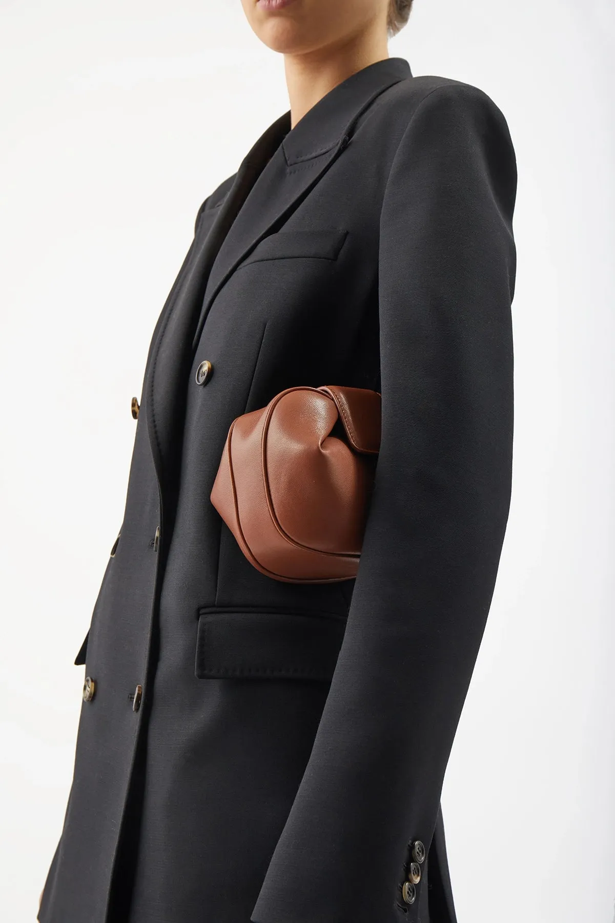Soft Demi Clutch in Cognac Nappa Leather