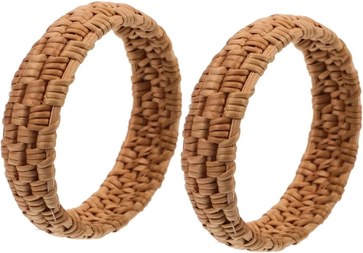 SOIMISS 2pcs Rattan Woven Bracelet Bohemia Ethnic Style Wrist Bangle for Summer