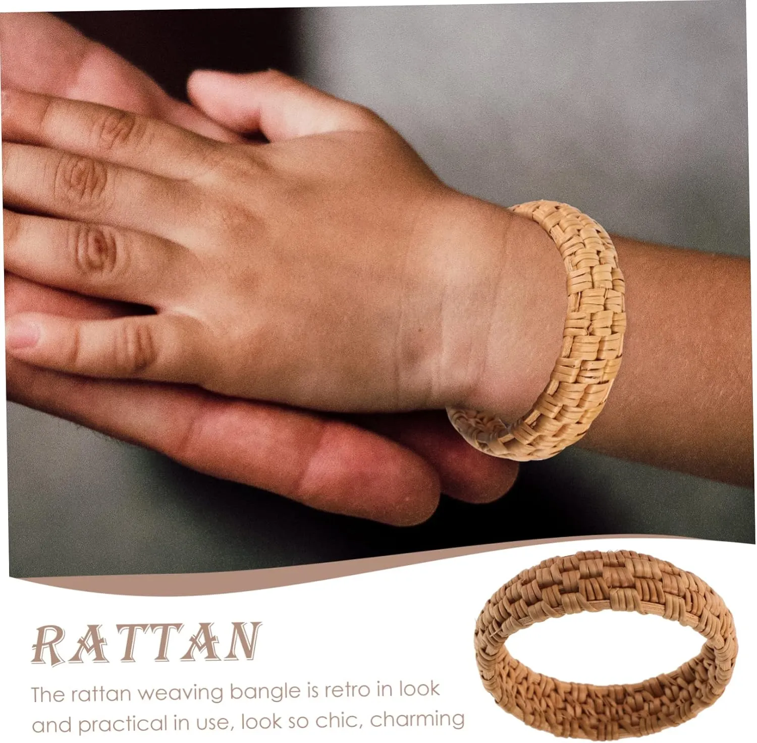SOIMISS 2pcs Rattan Woven Bracelet Bohemia Ethnic Style Wrist Bangle for Summer