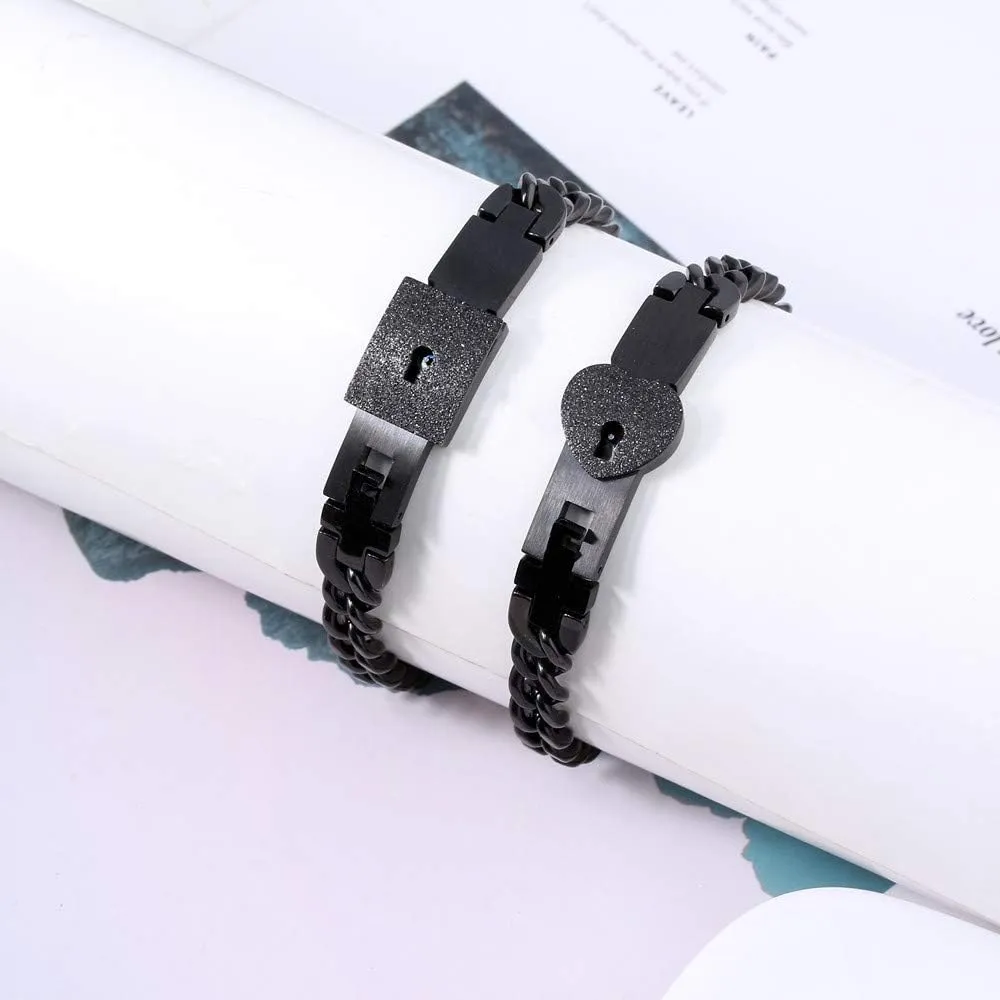 SONGCHANGJEWELRY Lock and Key Couples Bracelets - BFF Bracelets for 2 Lock and Key, Romantic Gift for Valentines Day, Birthday, Christmas, Wedding, Anniversary