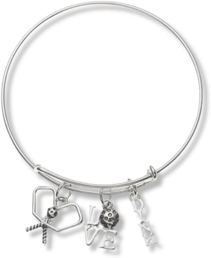 Sportybella Pickleball Jewelry, Womens Pickleball Bangle Bracelet, Pickleball Paddle Jewelry, Pickleball Gift for Pickleball Players