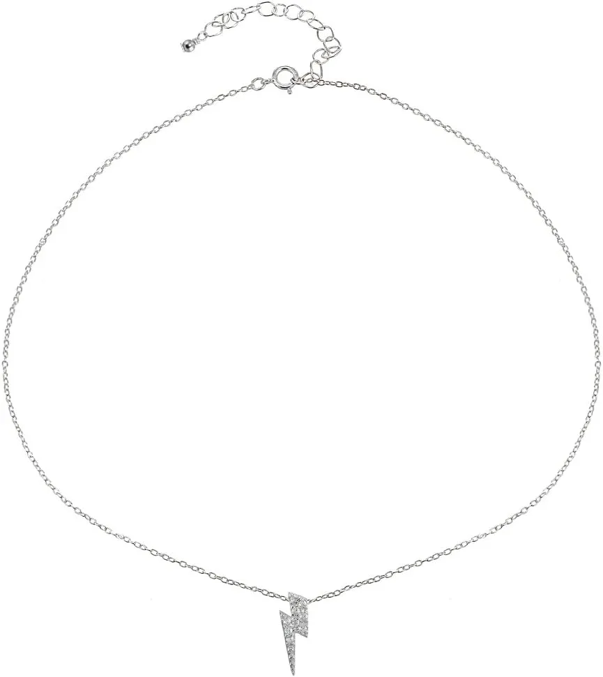 Sterling Silver Lightning Bolt Choker & Layered Necklaces for Women - Dainty Pendant Design