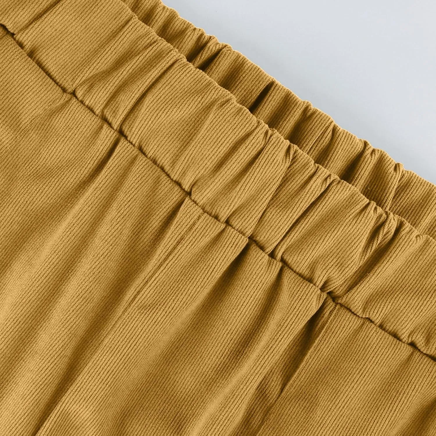 Straight Wide Leg Corduroy Pants Women Business Casual High Waisted Pull On Work Pants Comfy Soft Elastic Waist Pants