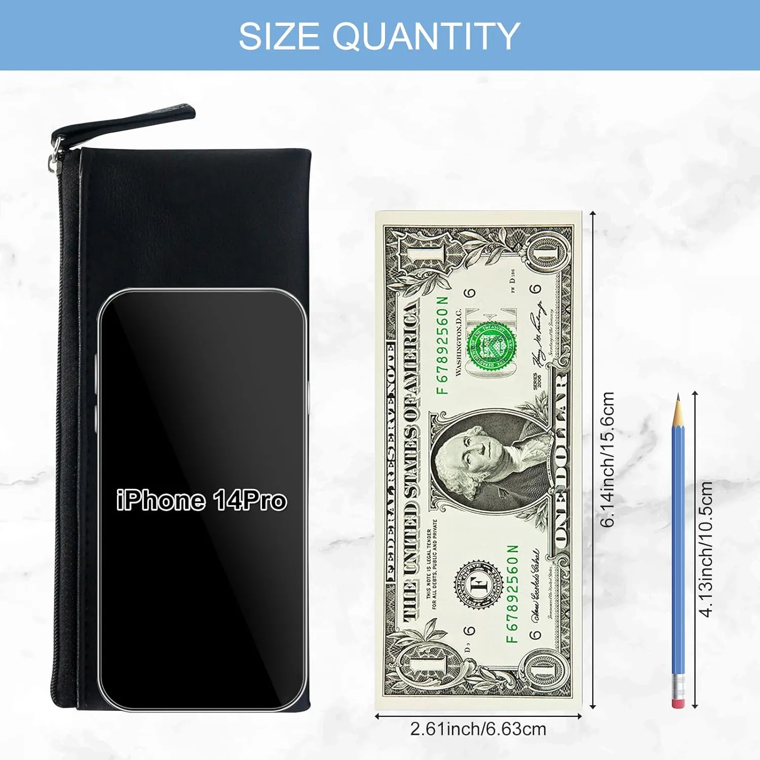 SumDirect PU Leather Cosmetic Pencil Bags - Small Soft Makeup Pouch with Zipper, Pencil Pouch Case Simple Comestic Organizer