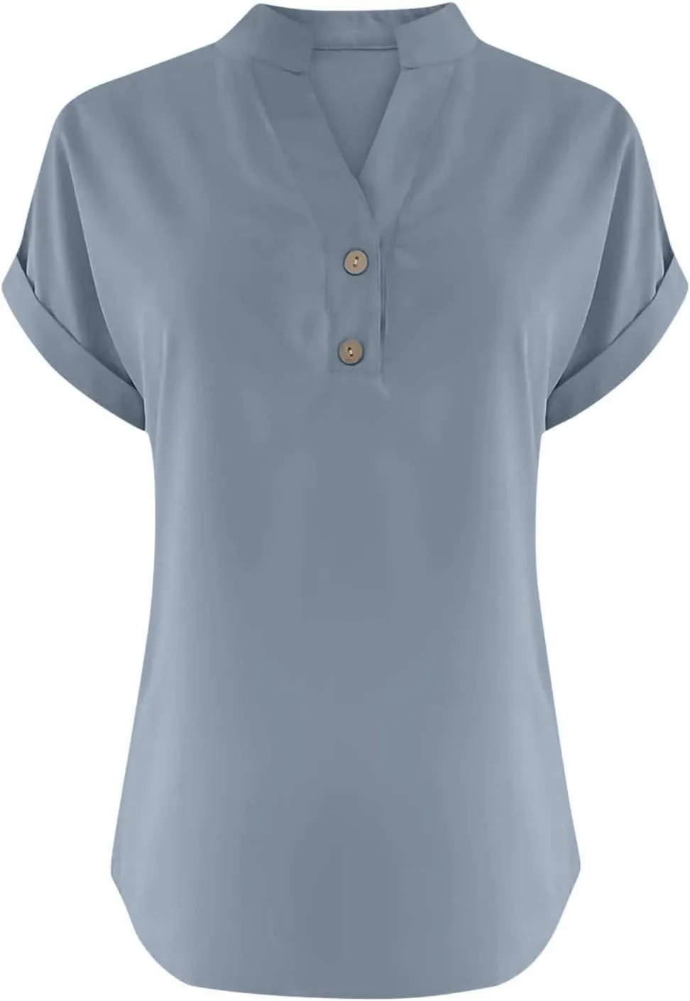 Summer Tops for Women 2025 Trendy Short Sleeve Cotton Linen Tops Button up Henley V Neck Shirts Vacation Beach Clothes