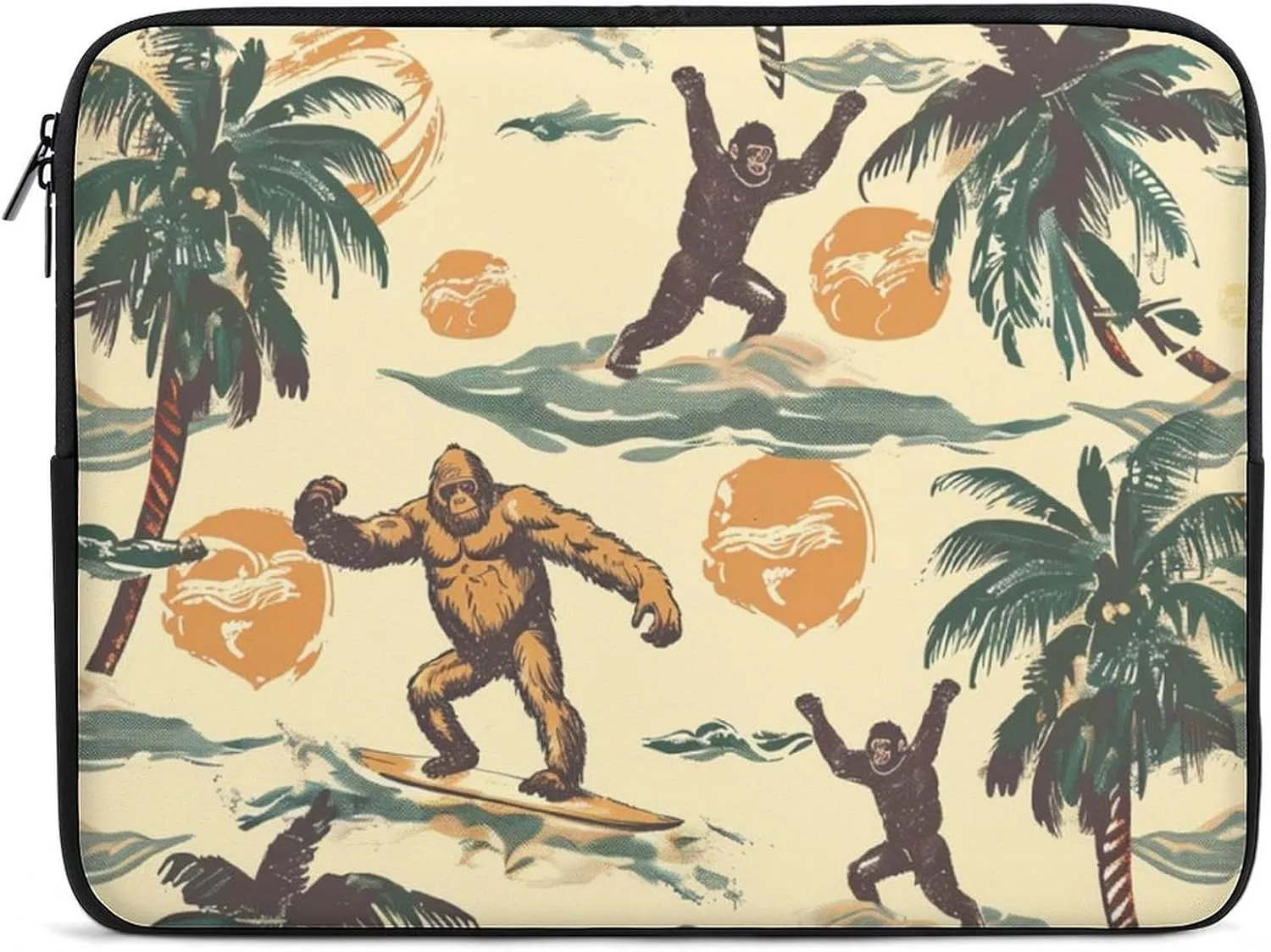 Surfing Bigfoot Monkeys Personalized Laptop Bag Business Casual Laptop Cases Slim Computer Bag Briefcase