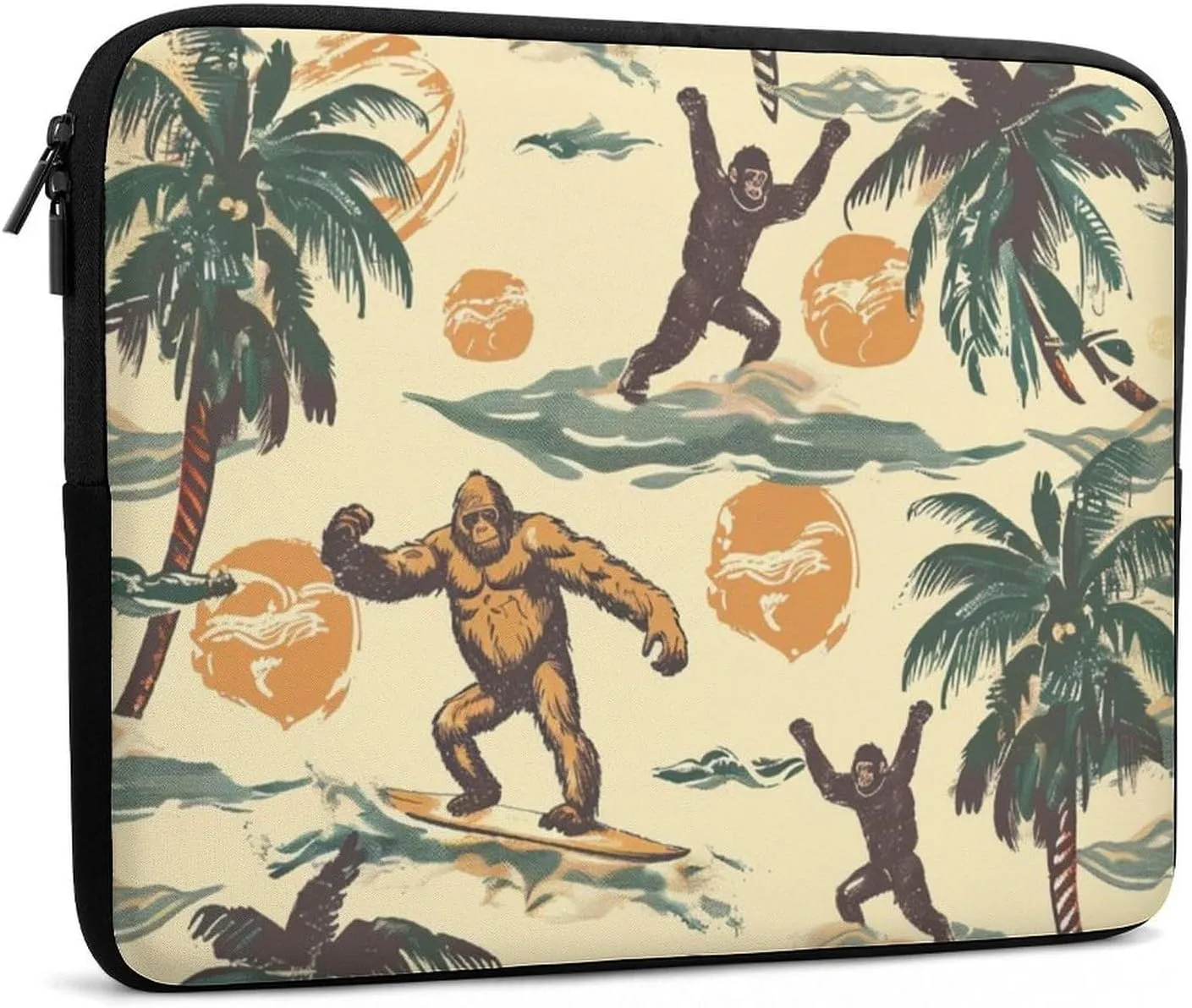 Surfing Bigfoot Monkeys Personalized Laptop Bag Business Casual Laptop Cases Slim Computer Bag Briefcase