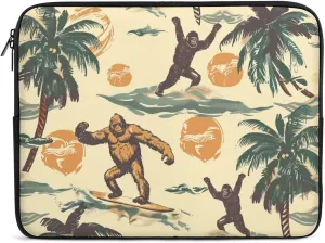 Surfing Bigfoot Monkeys Personalized Laptop Bag Business Casual Laptop Cases Slim Computer Bag Briefcase