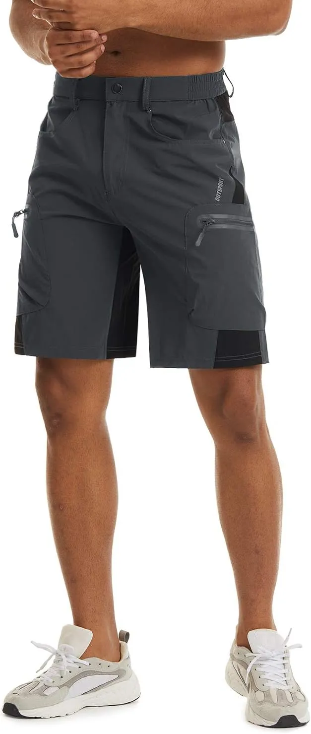 TACVASEN Men's Hiking Cargo Shorts 10" with Zipper Pockets Quick Dry Casual Stretch Golf Work Short Outdoor Summer