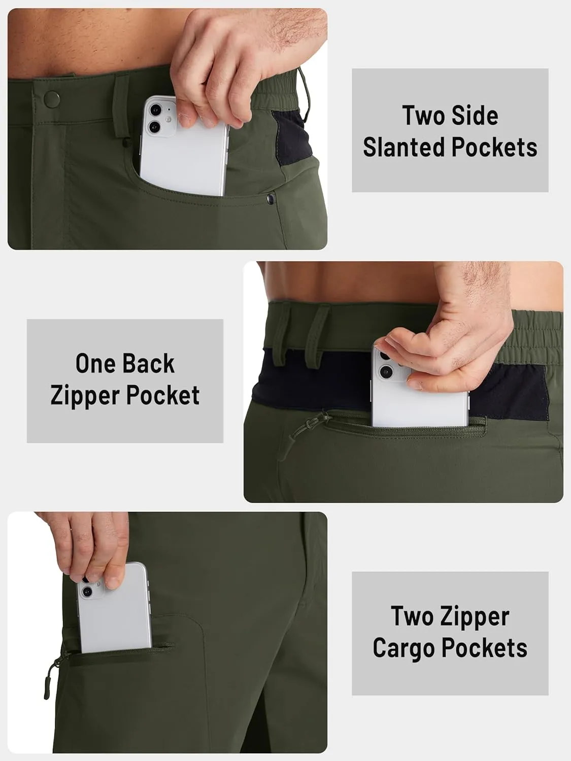 TACVASEN Men's Hiking Cargo Shorts 10" with Zipper Pockets Quick Dry Casual Stretch Golf Work Short Outdoor Summer