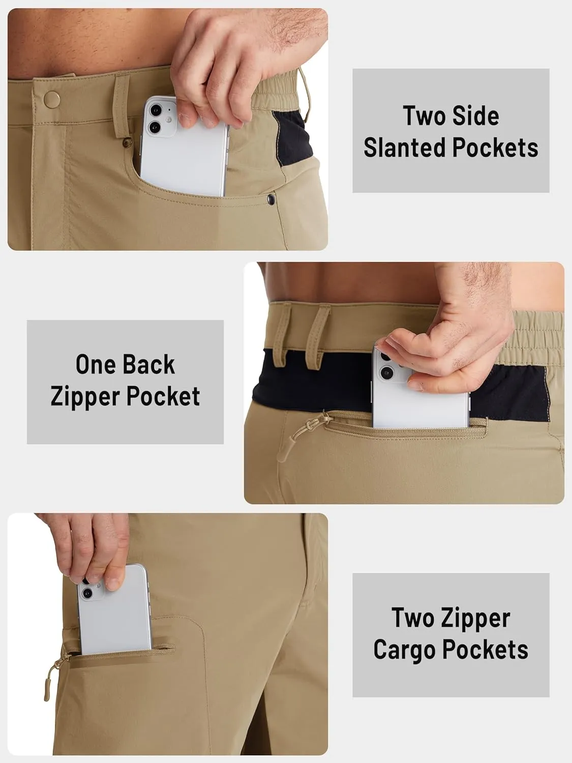 TACVASEN Men's Hiking Cargo Shorts 10" with Zipper Pockets Quick Dry Casual Stretch Golf Work Short Outdoor Summer