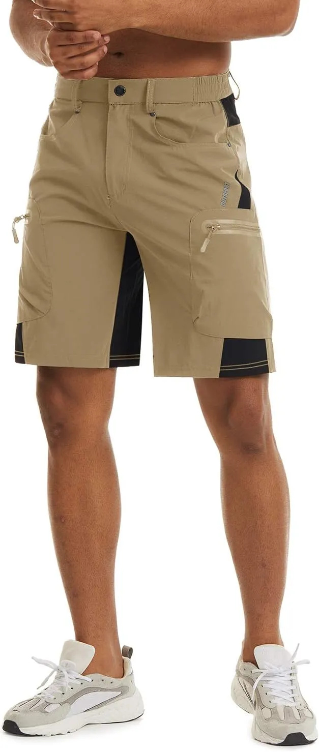 TACVASEN Men's Hiking Cargo Shorts 10" with Zipper Pockets Quick Dry Casual Stretch Golf Work Short Outdoor Summer