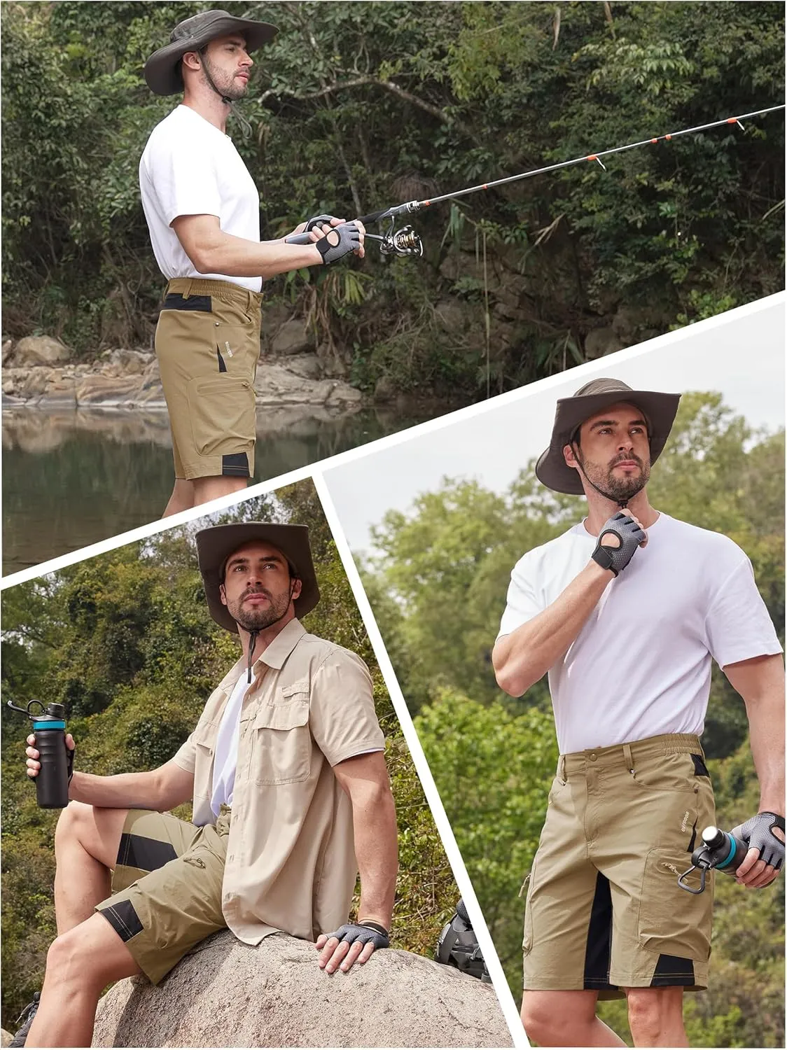 TACVASEN Men's Hiking Cargo Shorts 10" with Zipper Pockets Quick Dry Casual Stretch Golf Work Short Outdoor Summer