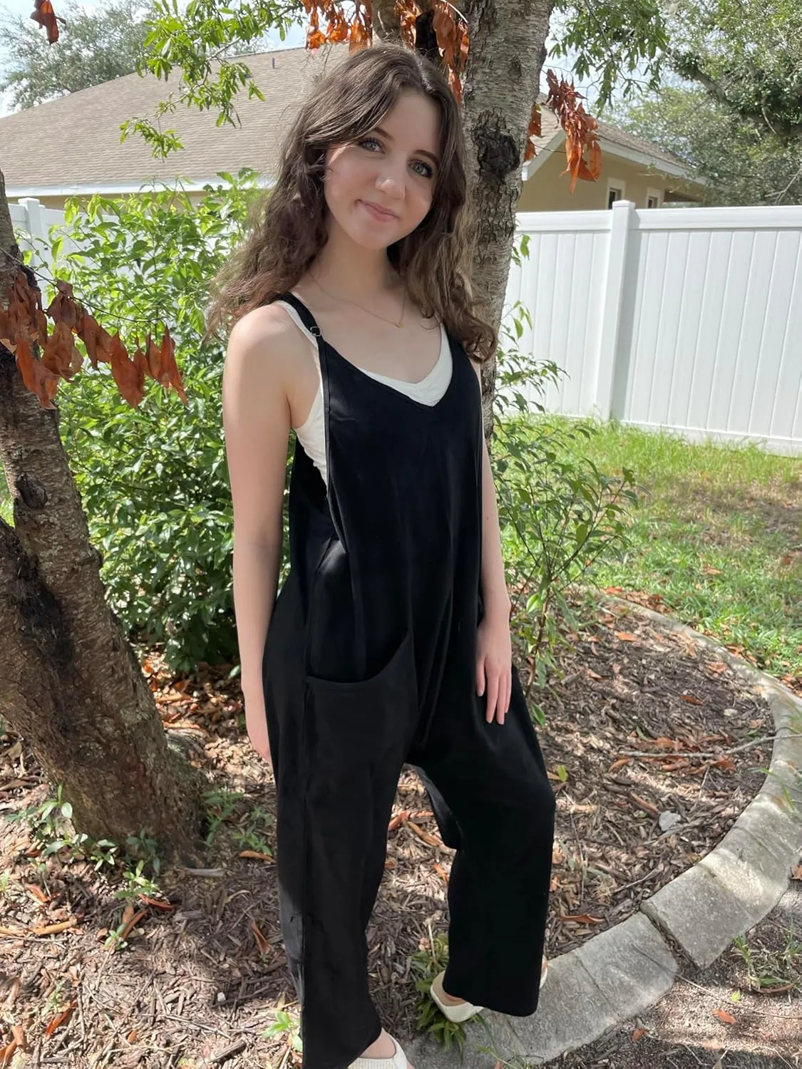 TARSE Women's Sleeveless Jumpsuits V Neck Harem Overalls Causal Adjustable Straps Stretchy Comfy Romper with Pockets 2025