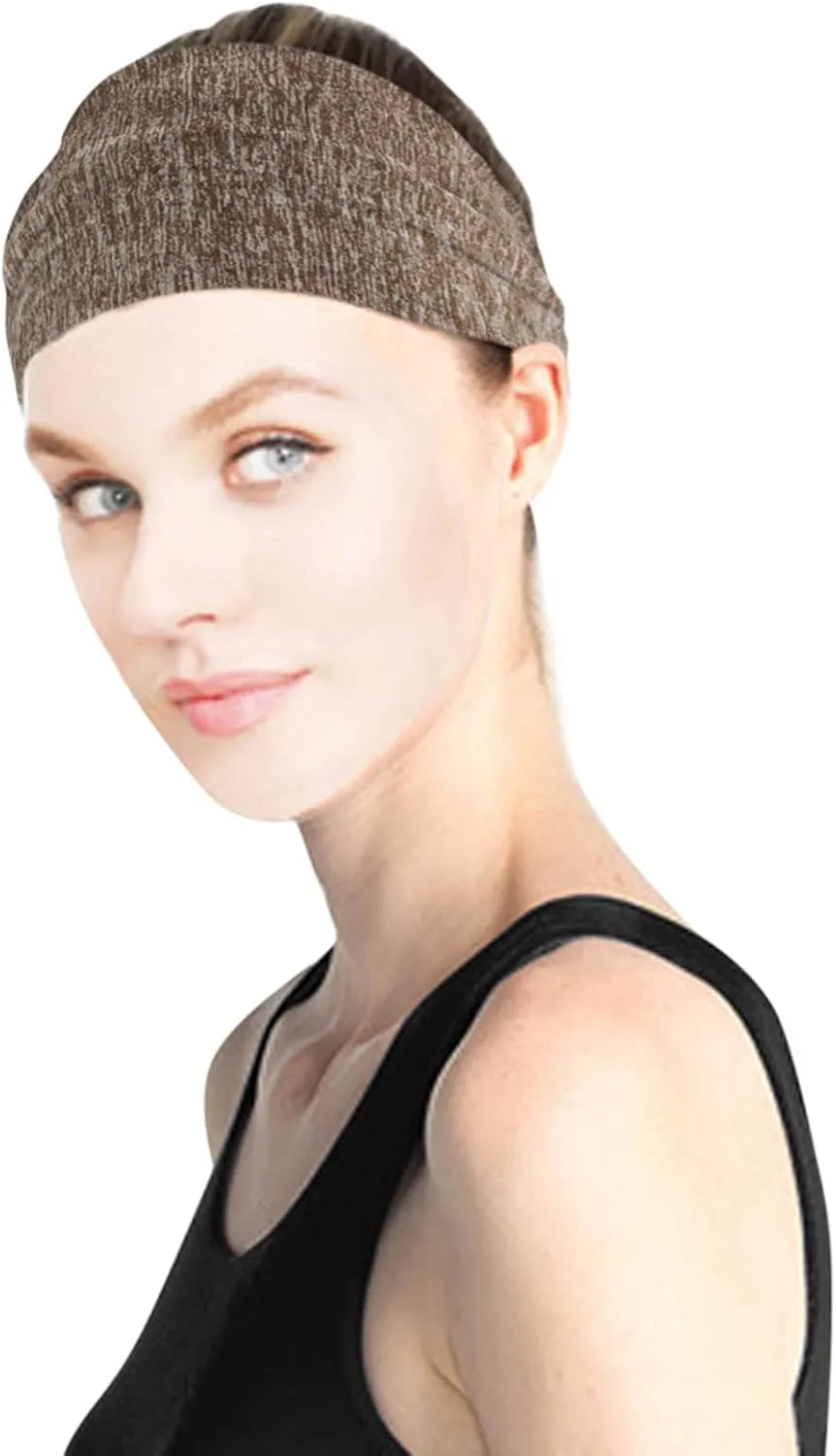 Teen Girls Sport Wrap Women Knotted Turban Head Wrap Headband Wide Elastic Headband Sport Yoga Bands (Coffee, One Size)