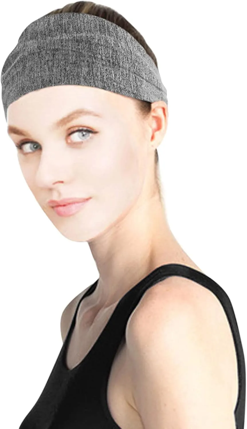 Teen Girls Sport Wrap Women Knotted Turban Head Wrap Headband Wide Elastic Headband Sport Yoga Bands (Grey, One Size)