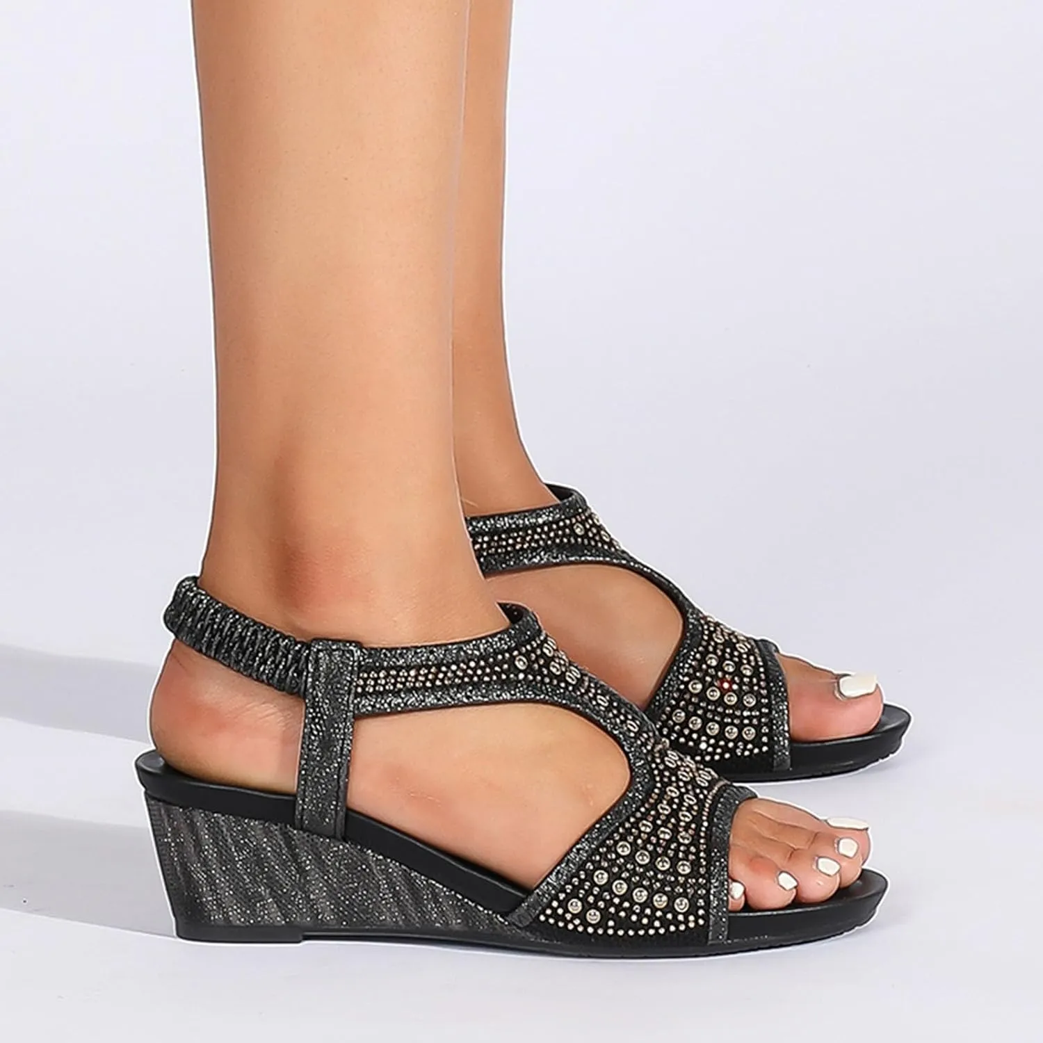Temperament Thick Bottom Sandals for Women Classic Ankle Strap Wedge Heels Sandal Dress Sandals for Women