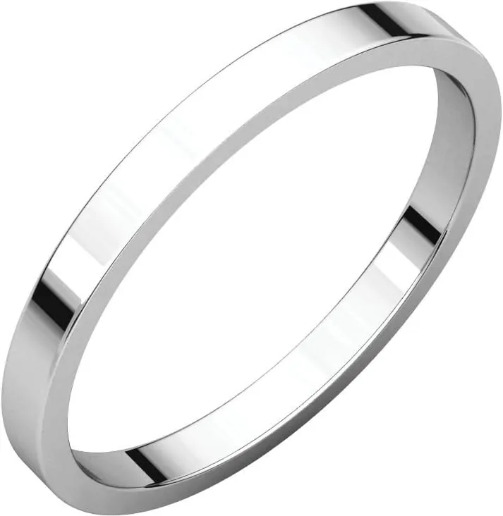 The Men's Jewelry Store (Unisex Jewelry) 10k White Gold 2mm Flat Stacking Ring Size 13.5