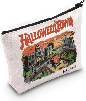 TOBGBE Funny Pumpkin Makeup Bag Halloweentown Est 1998 Zipper Pouch For Halloween Town University Horror Movie Merchandise (HT Est)