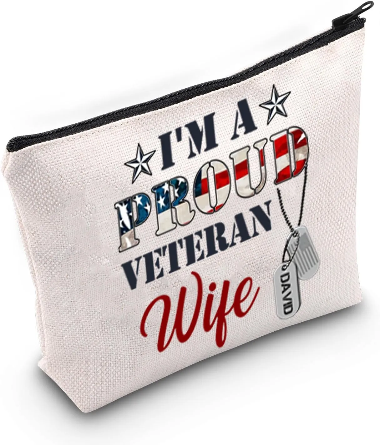 TOBGBE Gift for Military Spouses Veteran Wife Cosmetic Bag Proud Army Wife Appreciation Gift Veterans Day Zipper Pouch Bag (Veteran Wife)