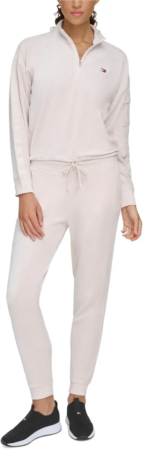 Tommy Hilfiger Womens Cropped Velour Sweatshirt