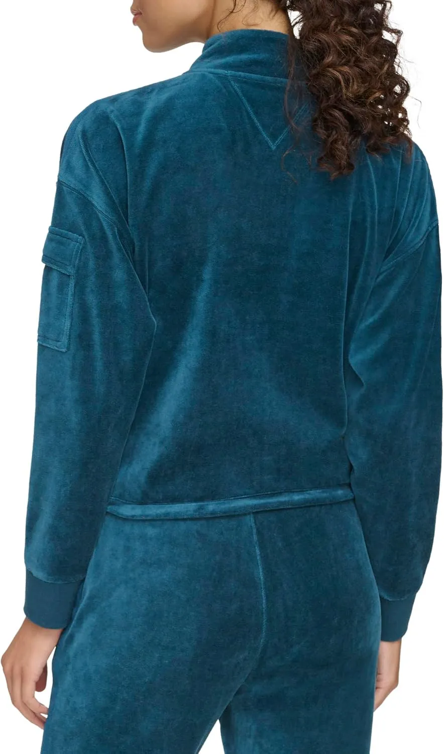Tommy Hilfiger Womens Cropped Velour Sweatshirt