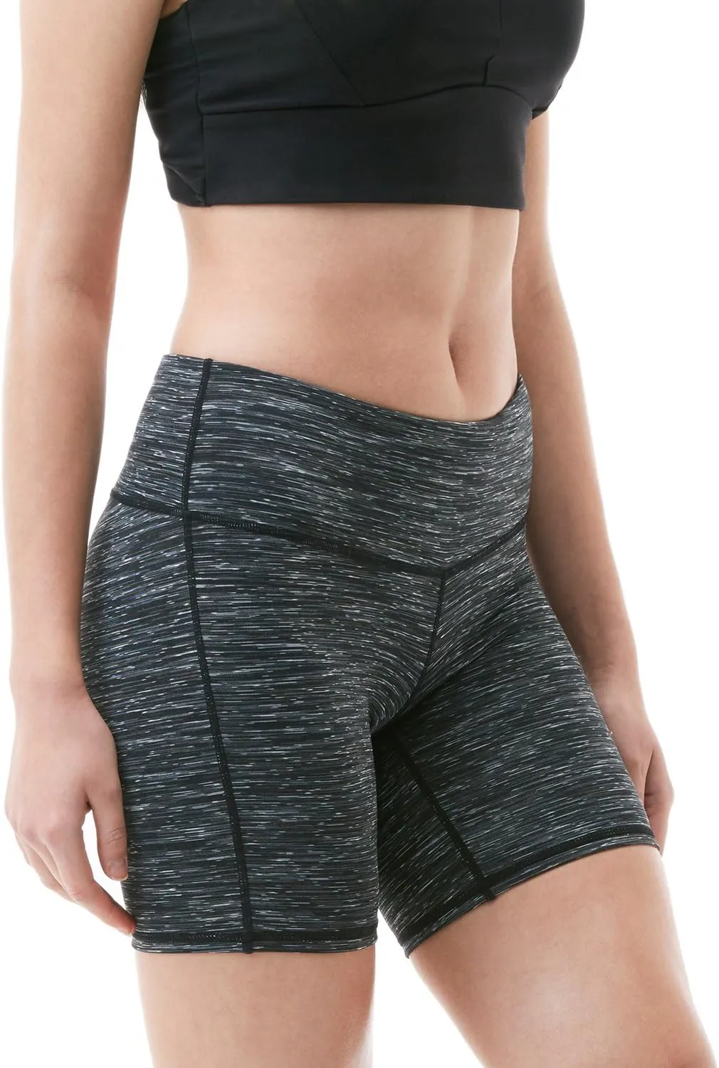TSLA Women's High Waisted Bike Shorts, Workout Running Yoga Shorts with Pocket, Athletic Stretch Exercise Shorts
