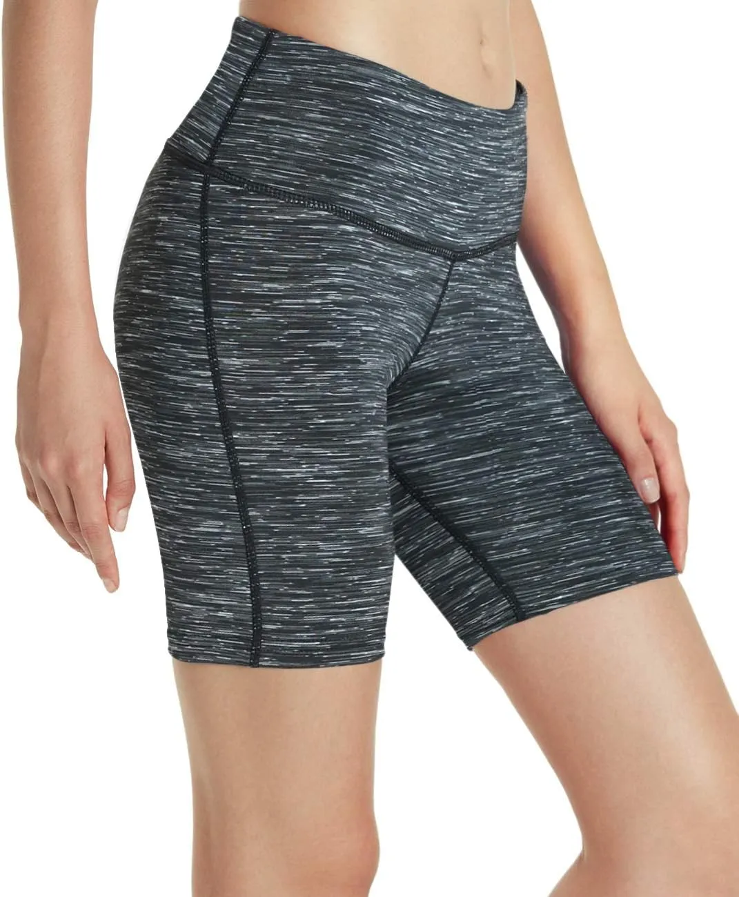 TSLA Women's High Waisted Bike Shorts, Workout Running Yoga Shorts with Pocket, Athletic Stretch Exercise Shorts