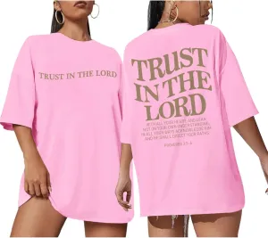 Tuislay Christian Shirts for Women Trust in The Lord Oversized Tshirts Jesus Graphic Tees Faith Religious Bible Verse Tops