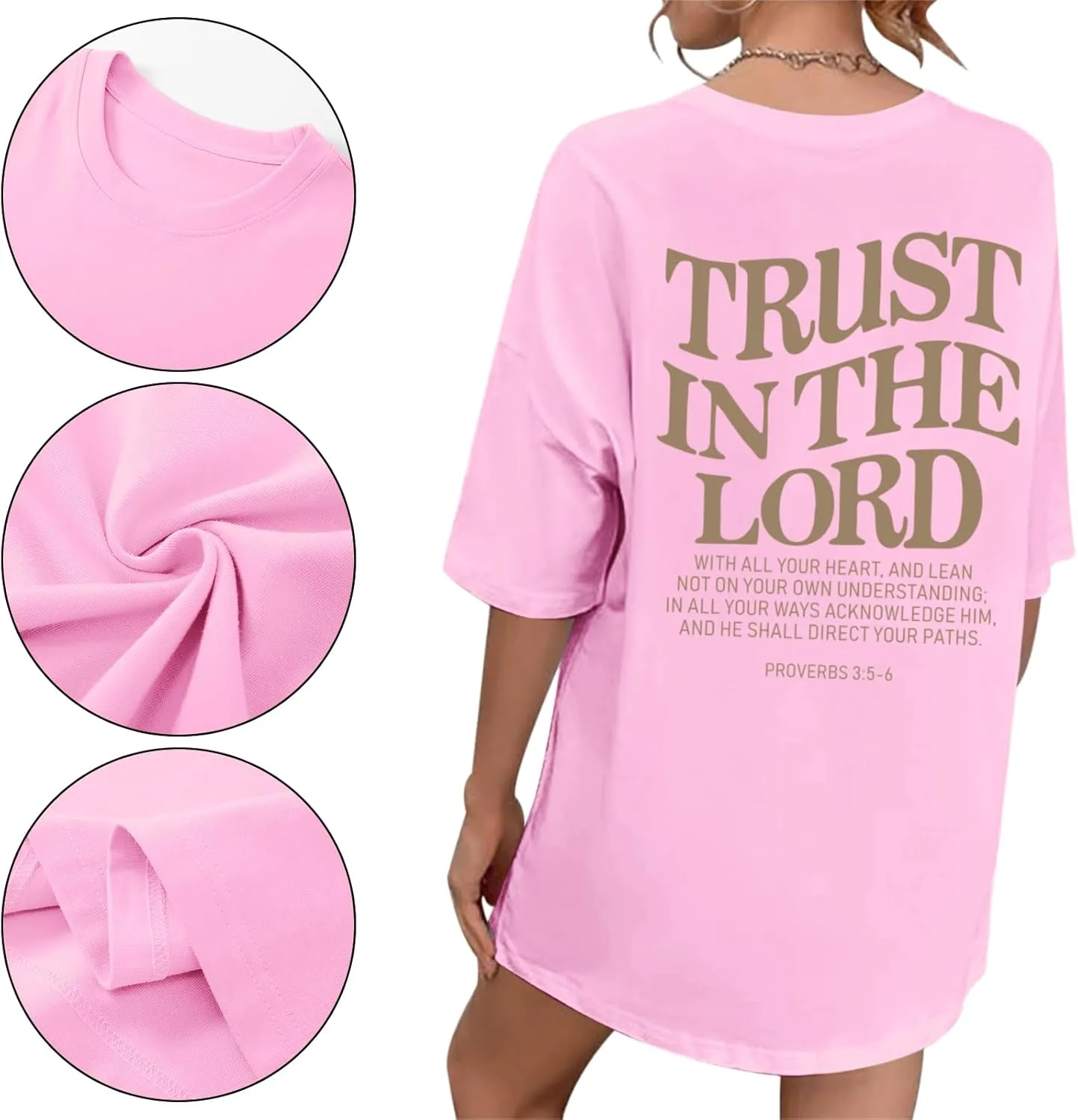 Tuislay Christian Shirts for Women Trust in The Lord Oversized Tshirts Jesus Graphic Tees Faith Religious Bible Verse Tops