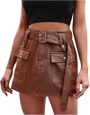 Uillui Womens Wide Leg Relaxed Fit Cargo Shorts High Waisted Skirted Jean Shorts Teen Girl Trendy Clothing Y2K Denim Short