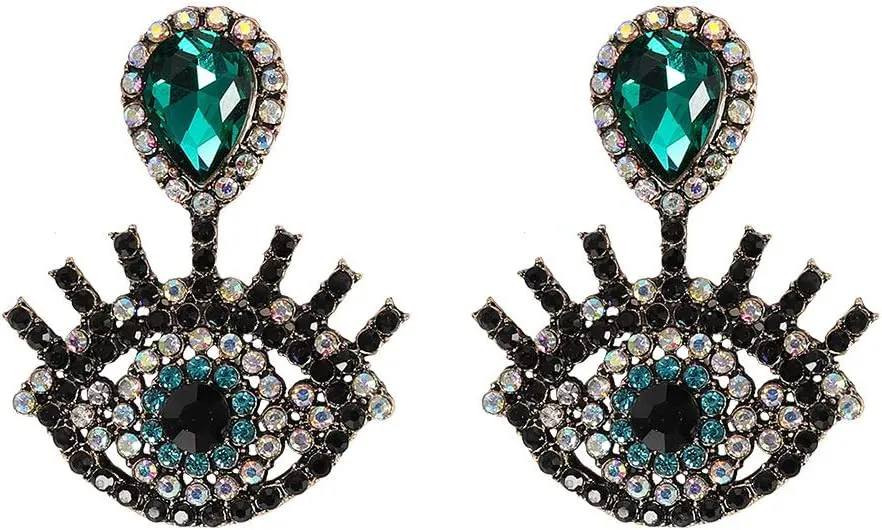 Upgraded Qualitied Women's Austrian Crystal Devil's Eye Dangle Earrings Boho Statement Party Engagement Jewelry Gifts