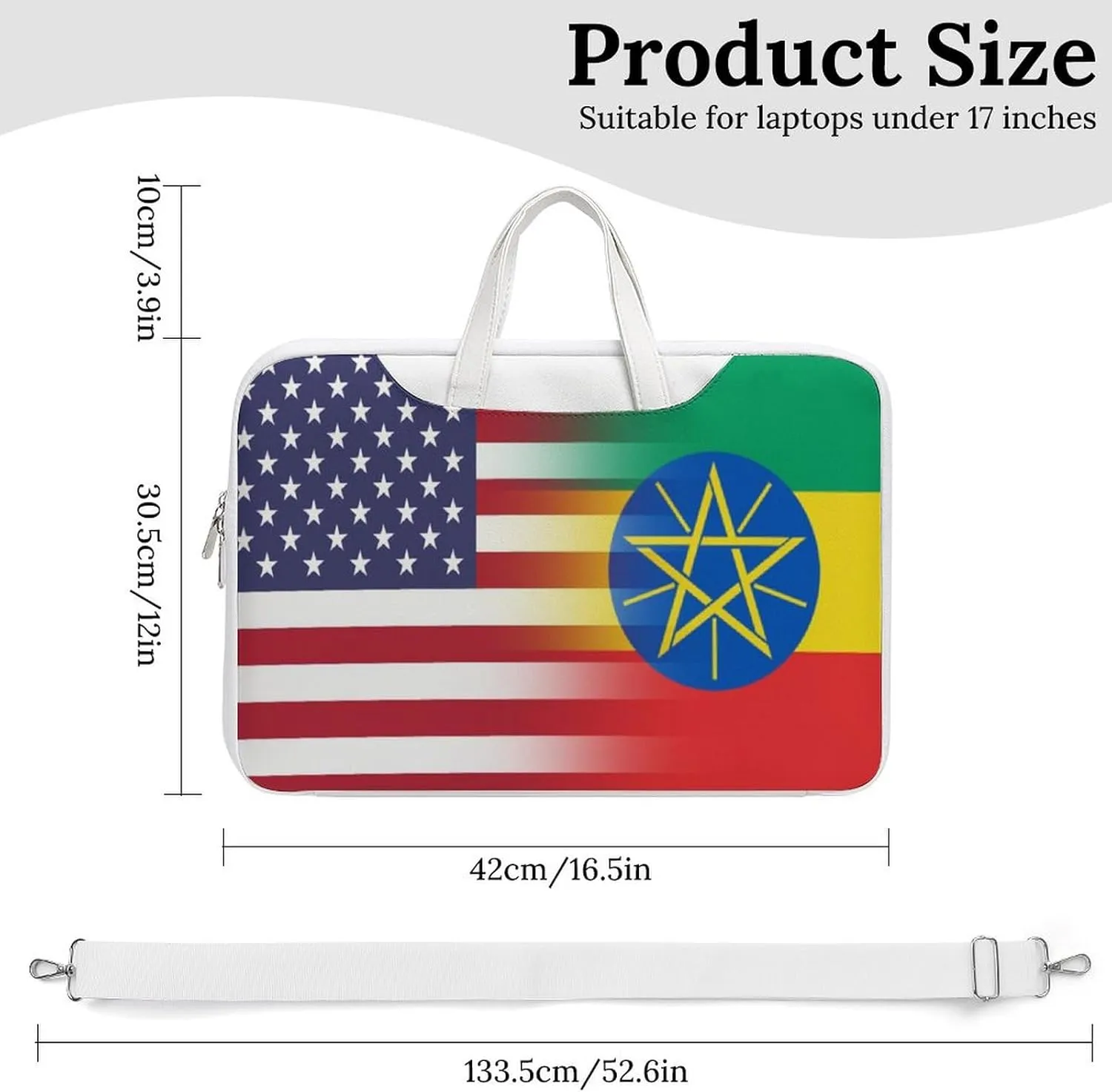 U.S.A Ethiopia Flag Leather Bag Laptop Case Slim Water Resistant Computer Bags with Handle Briefcase for Work