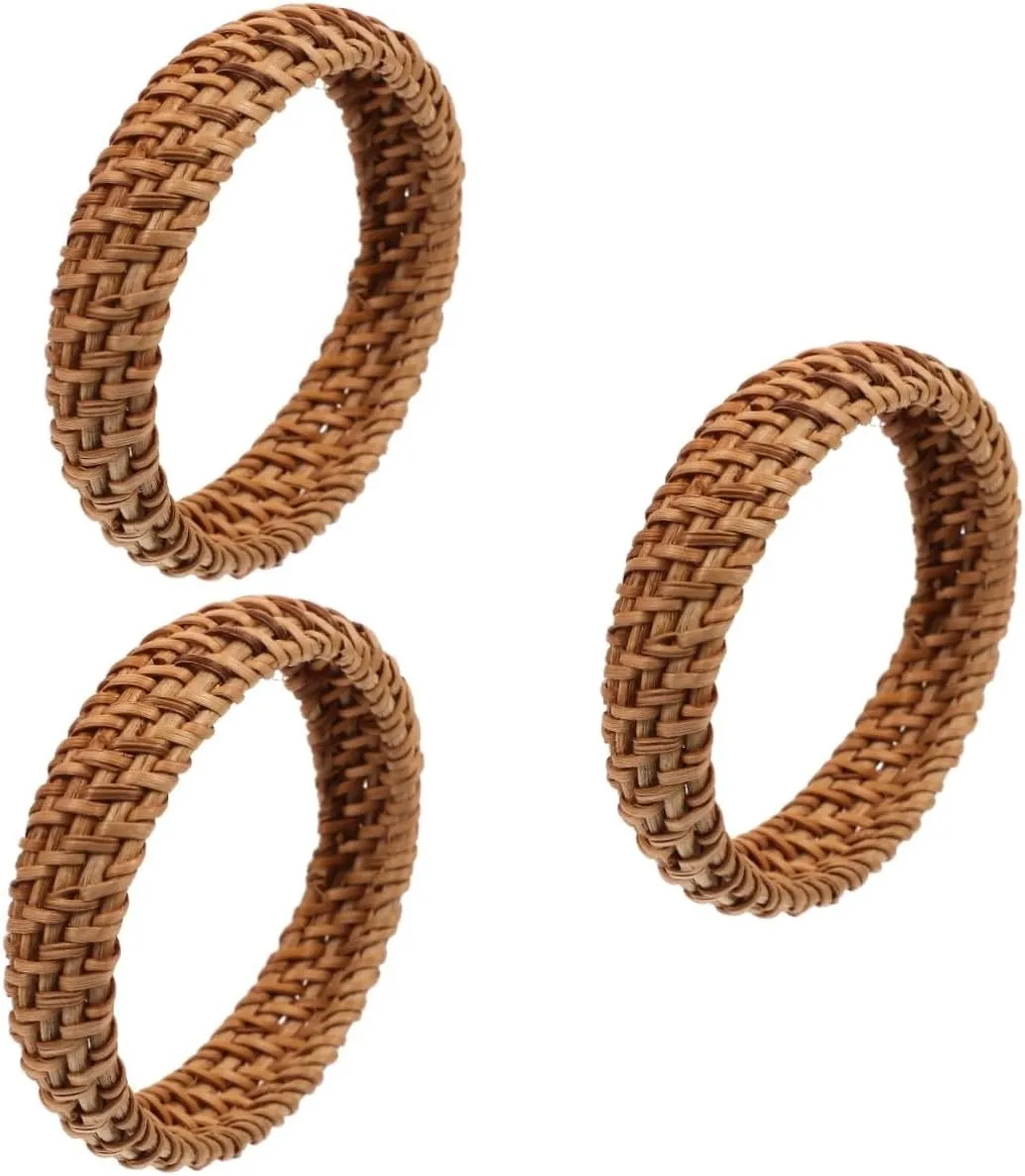 VALICLUD 3pcs Wide Bangle Bracelet Rabbit Hand Woven Rattan Bangle Bohemia Design