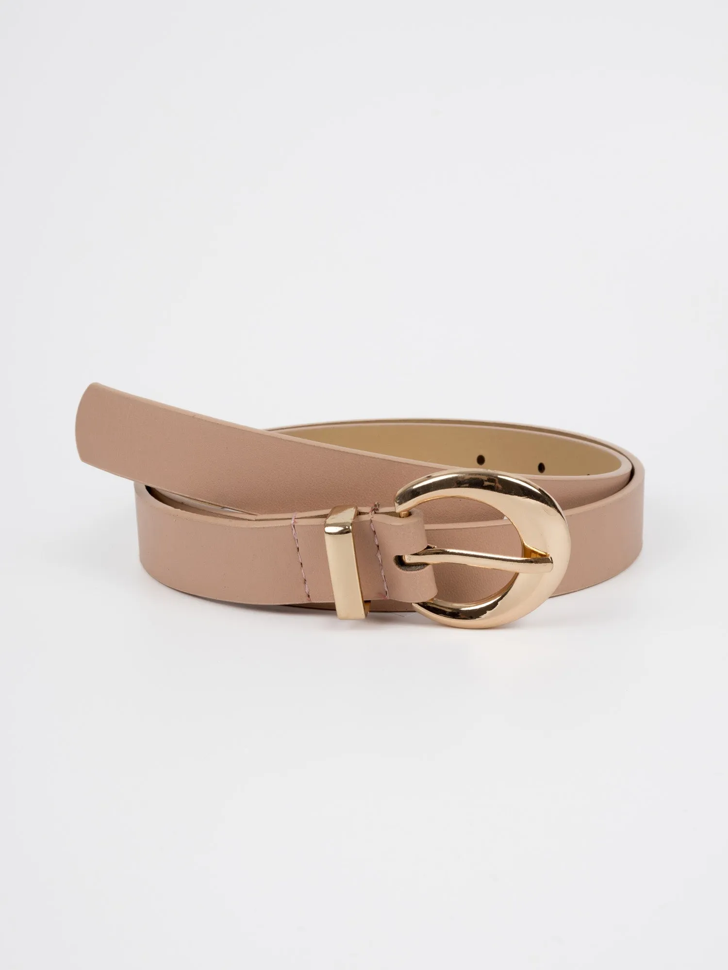 Vegan PU Leather Belt - Colmar - Classic Buckle - Gold / Blush - 105cm