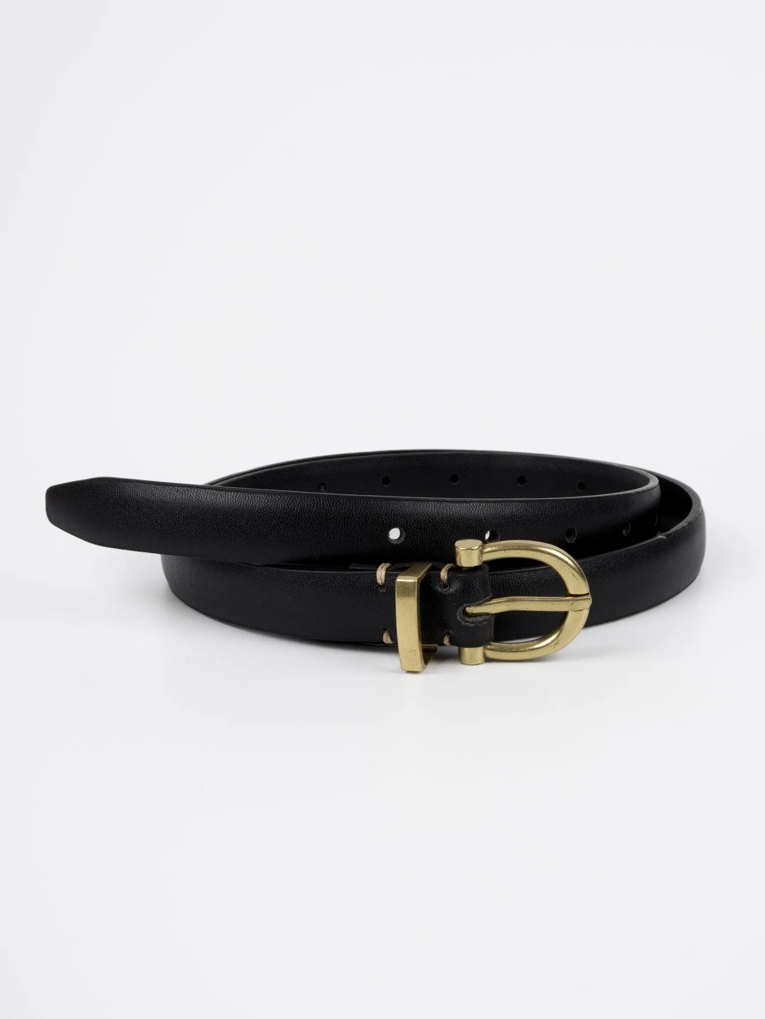 Vegan PU Leather Belt - Meaux - Original Buckle - Gold / Black - 110cm