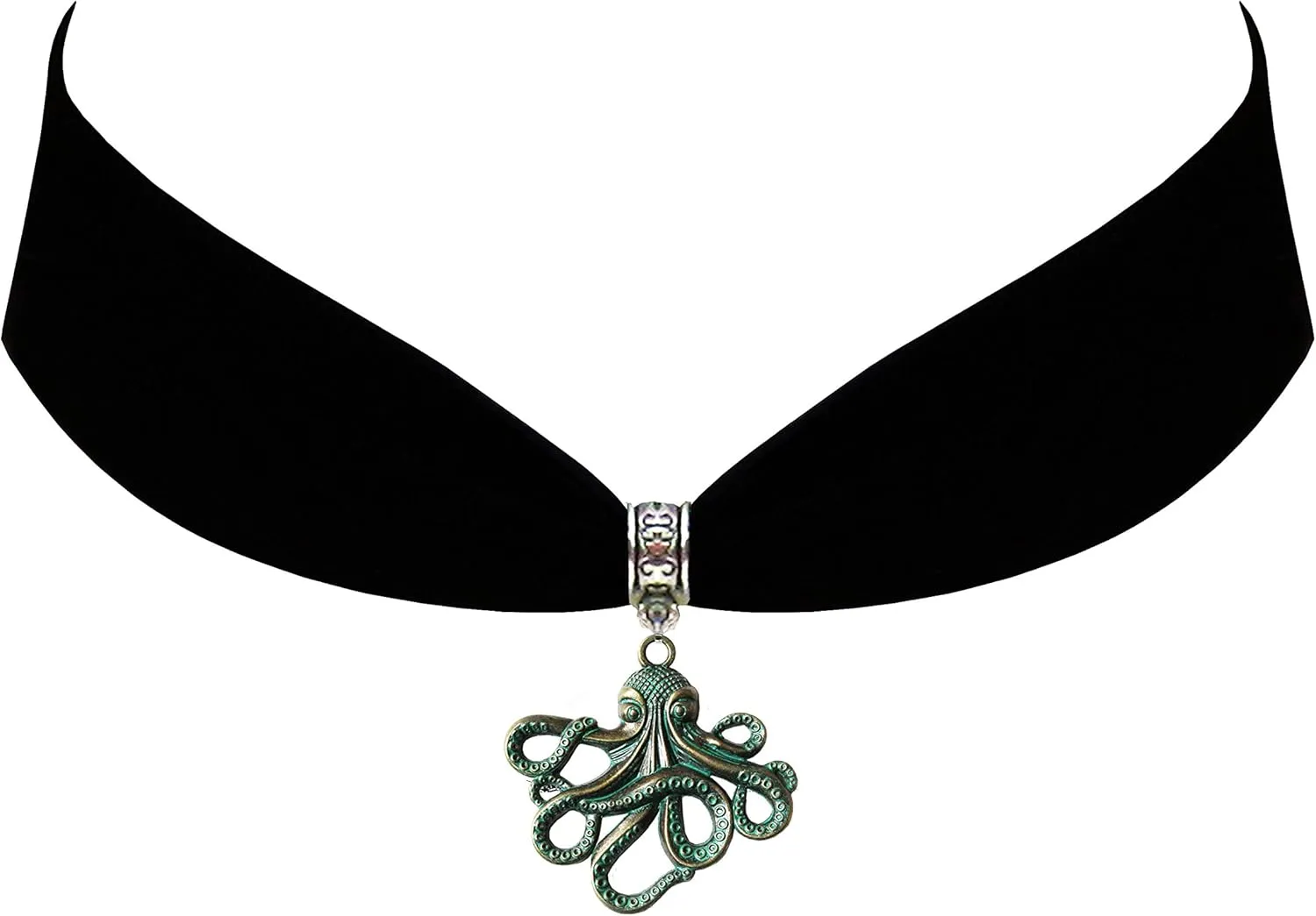 Victorian Vault Octopus Steampunk Jewelry Black Velvet Choker Steampunk Jewelry Gothic Necklace Bronze Verdigris Patina