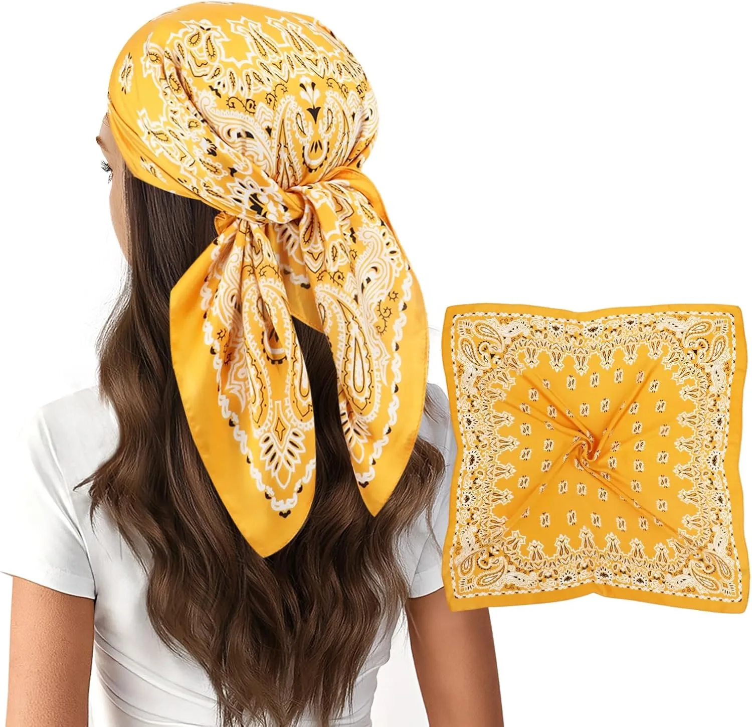 vimate Head Scarf for Women Hair 27'' Square Satin Silk Feeling Bnadana Neck Scarf Handbag Accessories Etc