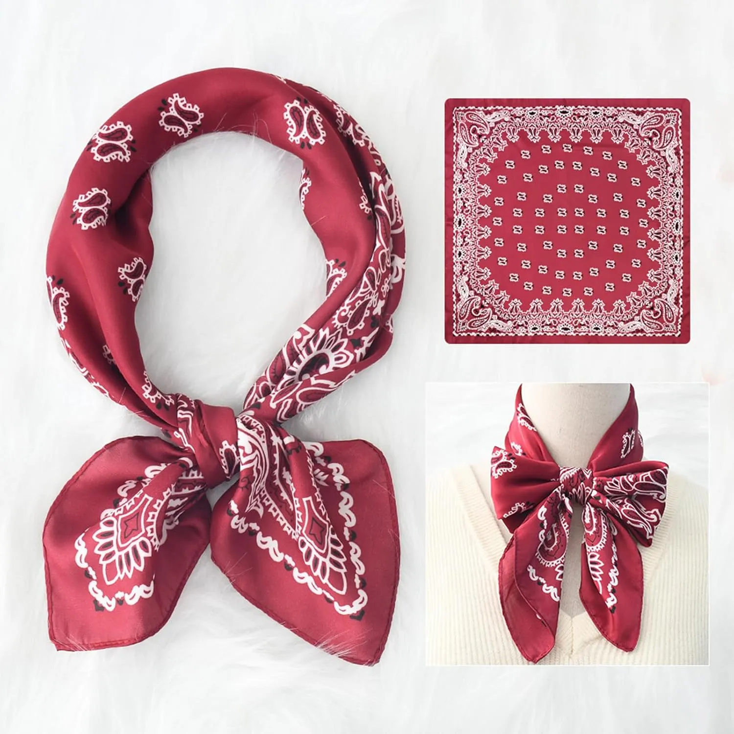 vimate Head Scarf for Women Hair 27'' Square Satin Silk Feeling Bnadana Neck Scarf Handbag Accessories Etc