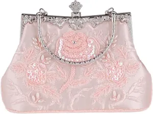 Vintage Embroidery Evening Bag Tote with Cheongsam Beaded Bag Dress Bag(C)