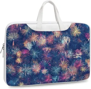 Vintage Fireworks Pattern Leather Bag Laptop Case Slim Water Resistant Computer Bags with Handle Briefcase for Work