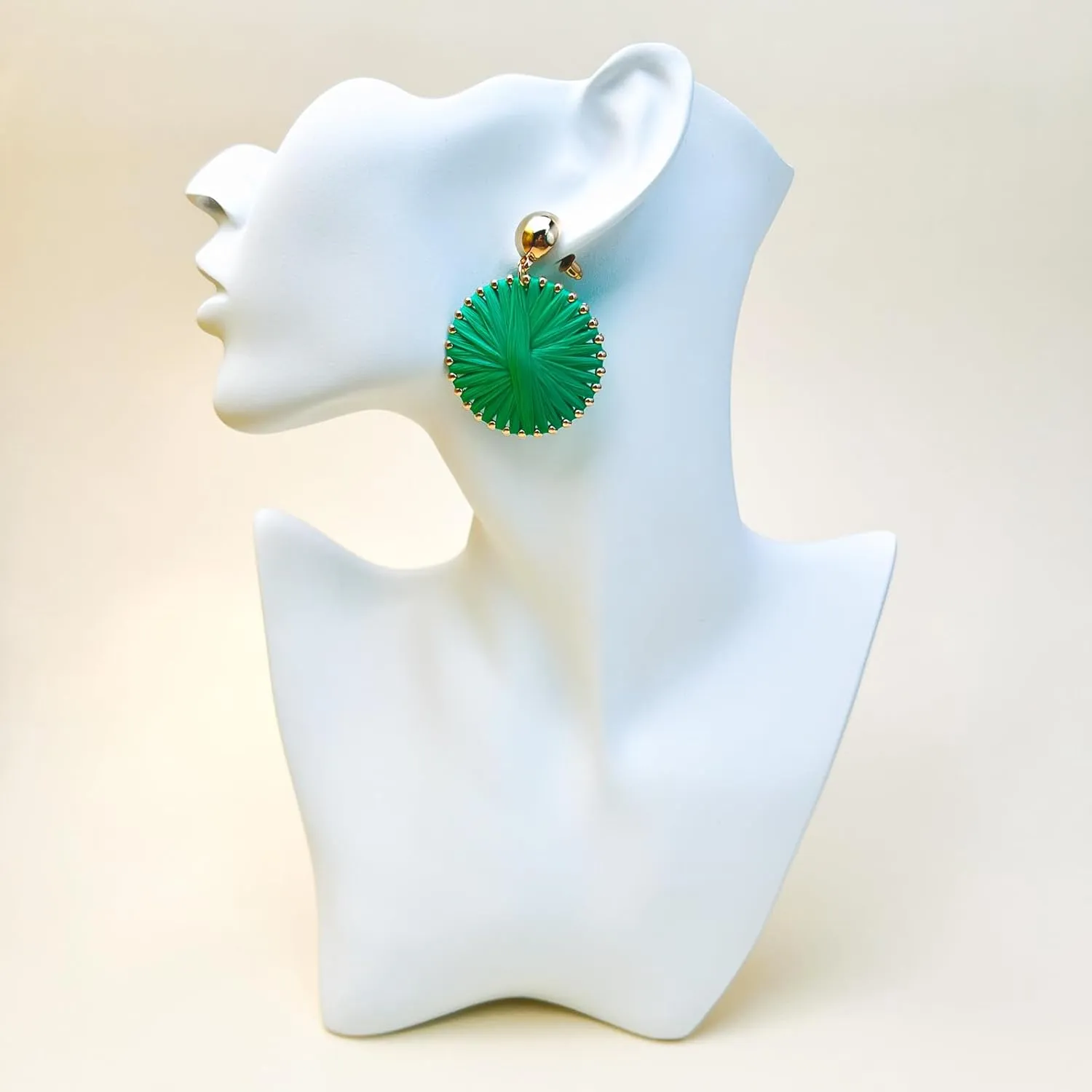Viva Joya Boho Raffia Drop Dangle Earrings, Beach Statement Earrings for Women, Colorful Lightweight Handmade Woven Jewelry