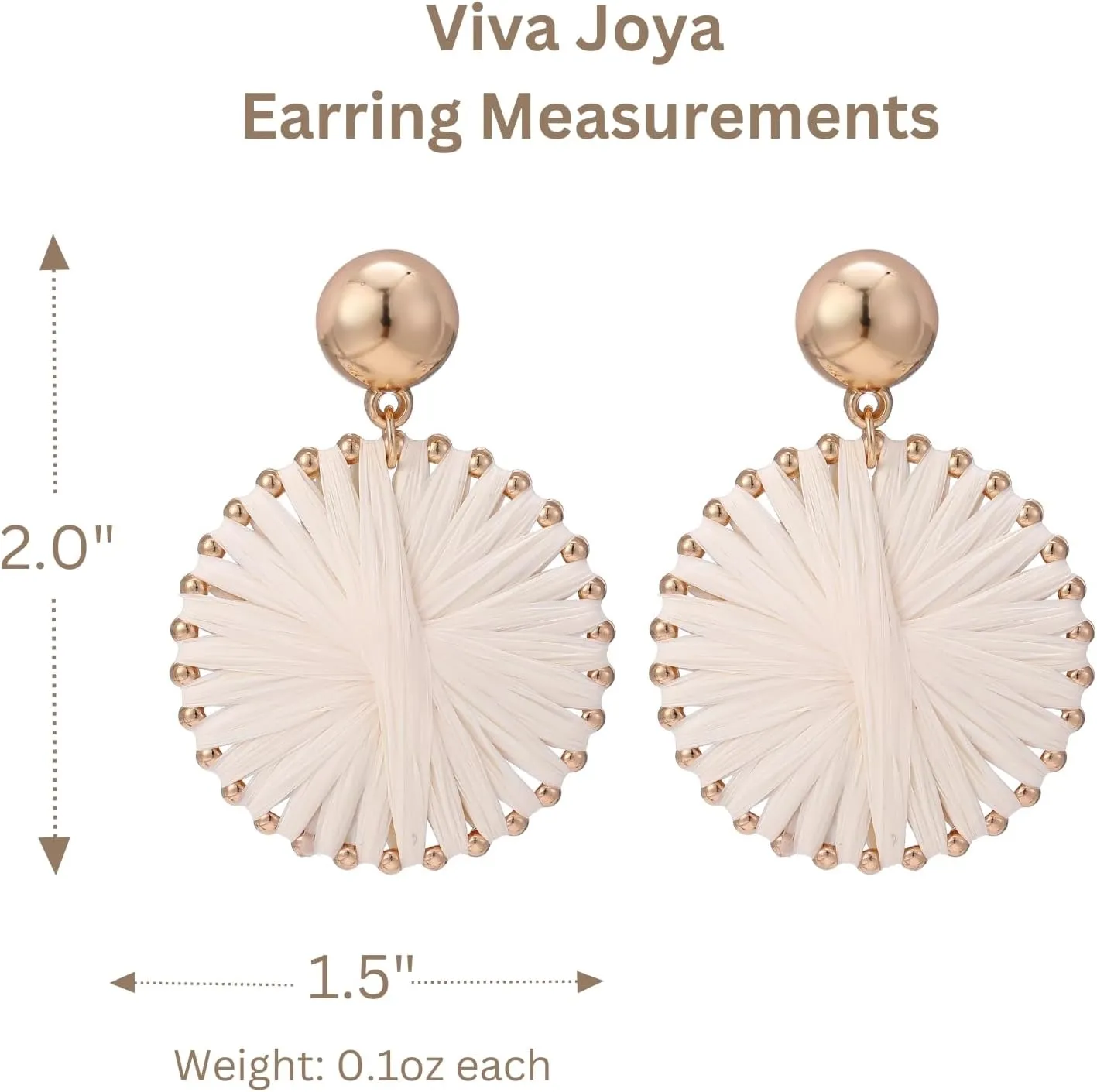 Viva Joya Boho Raffia Drop Dangle Earrings, Beach Statement Earrings for Women, Colorful Lightweight Handmade Woven Jewelry