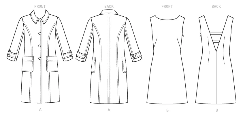 Vogue Pattern V1537 Misses' Princess Seam Jacket & V-Neck Dress with Straps